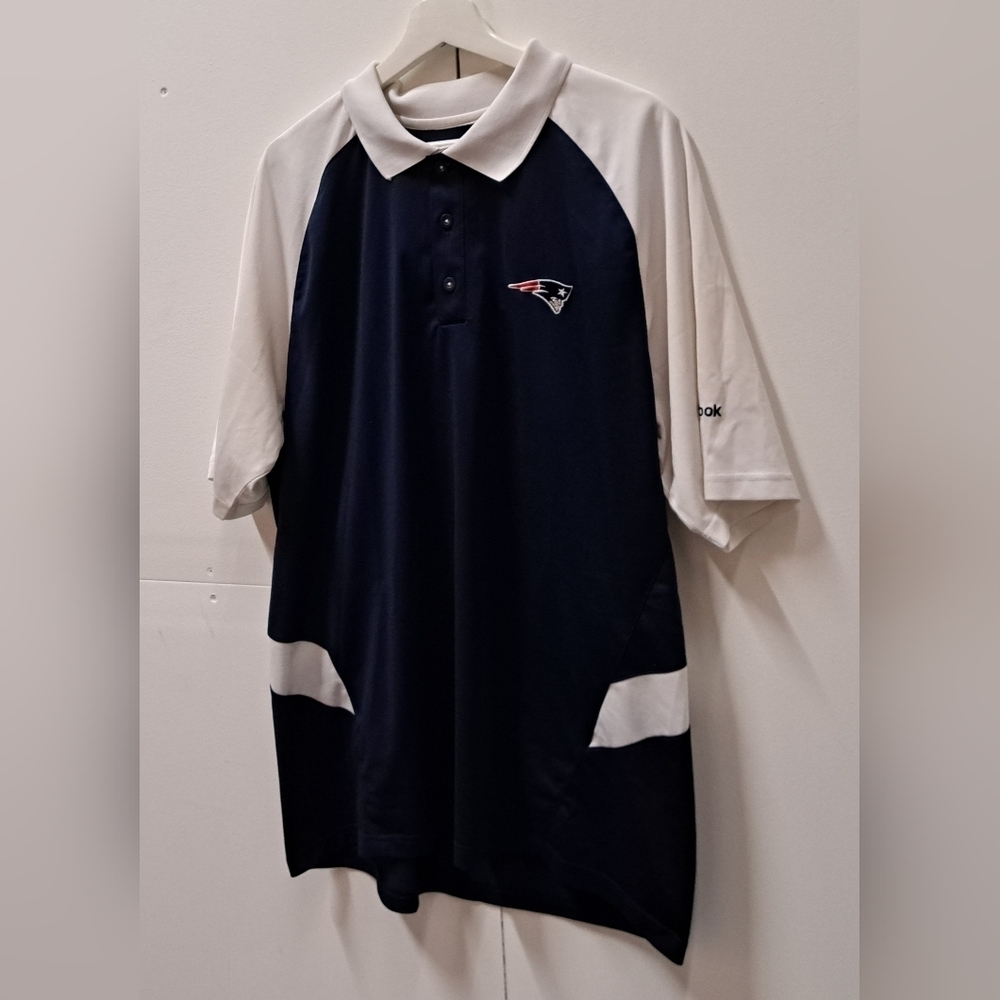 Reebok New England Patriots Men's Polo Shirt Y2K 2000s Playdry NFL Football XL - Picture 2 of 9